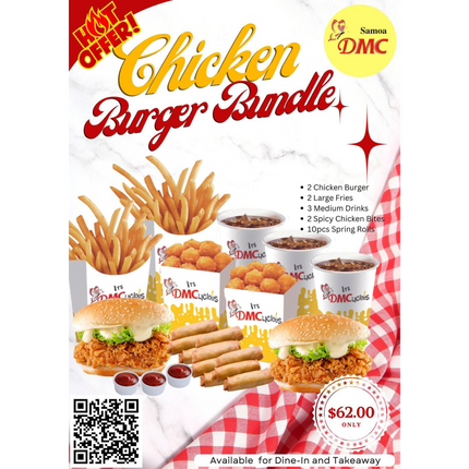 HOT OFFER Chicken Burger Bundle  "PICKUP FROM DMC VAILOA, MOTOOTUA OR FUGALEI"