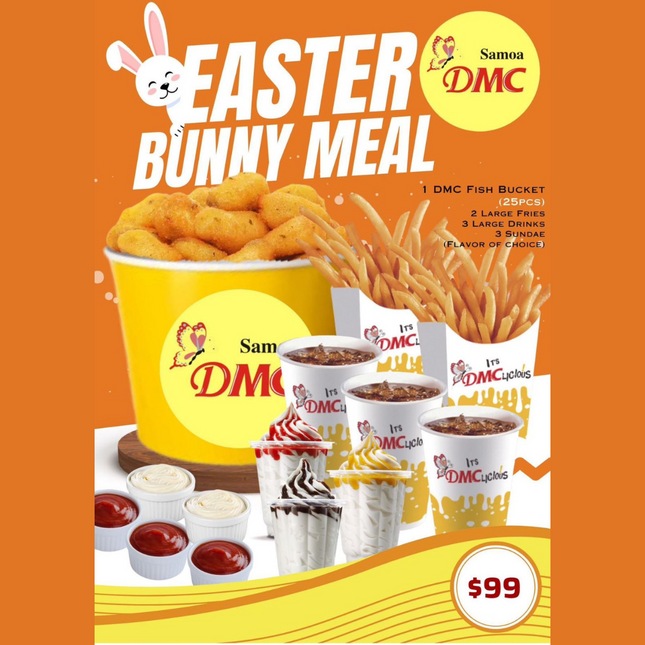 Easter Bunny Meal (Fish Bucket) "PICKUP FROM DMC VAILOA, MOTOOTUA OR FUGALEI"