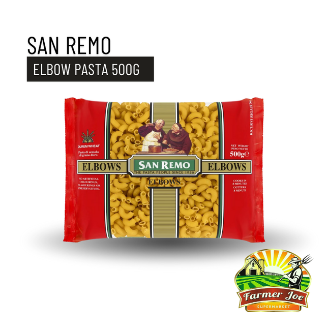 San Remo Elbows 500g "PICKUP FROM FARMER JOE SUPERMARKET UPOLU ONLY"