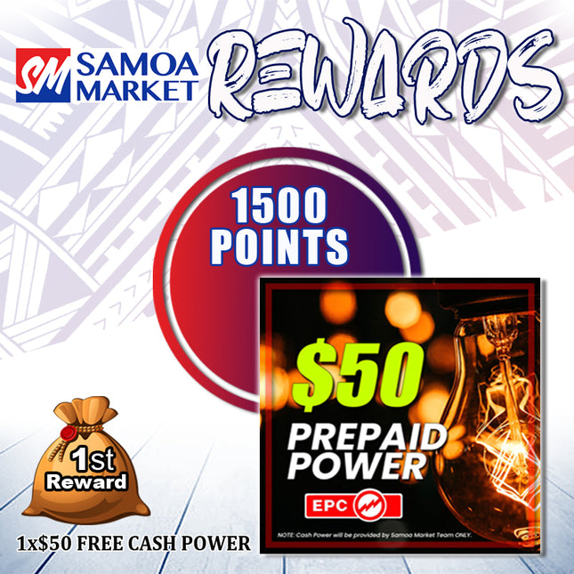 Member Reward Only: Cash Power $50 Tala [1500 Points]