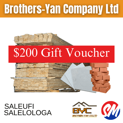 $200 Tala Gift Voucher - "PICKUP AT BROTHERS YAN UPOLU & SAVAII" - Samoamarket.com
