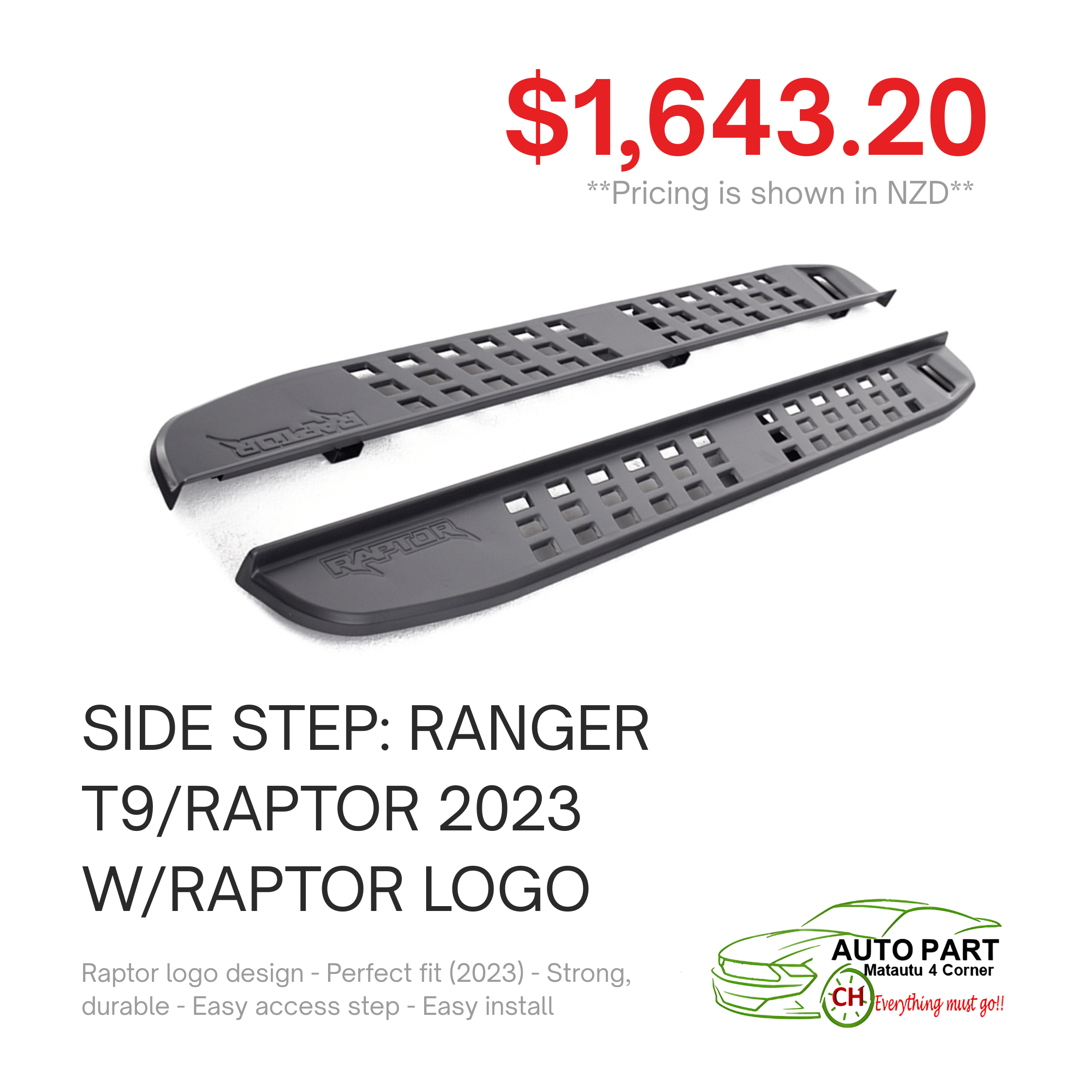 Side Step Ranger 2023 SIDE STEP: RANGER T9/RAPTOR 2023 W/RAPTOR LOGO