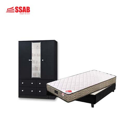 BUDGET POCKET DOUBLE BED SET/3 DOOR 4 DRAWER WARDROBE W/MIRROR