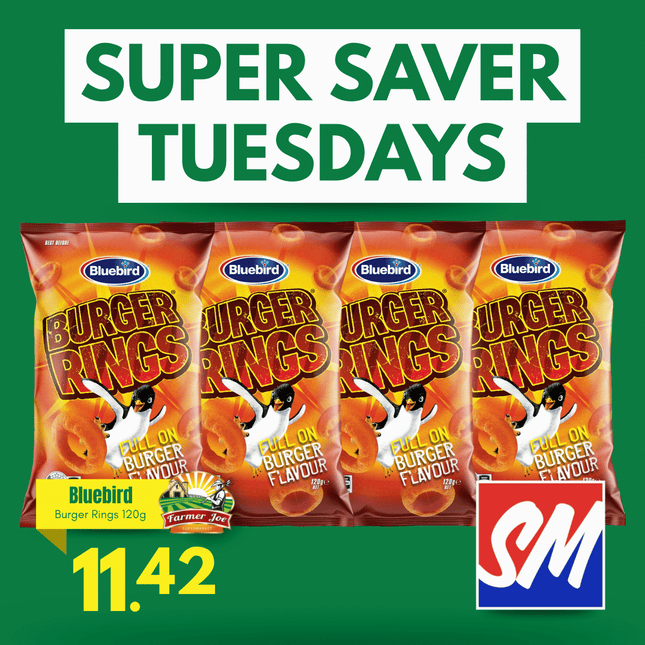 SUPER SAVER TUESDAYS! Bluebird Burger Rings 120g / 4 PACK "PICKUP FROM FARMER JOE SUPERMARKET VAITELE ONLY"