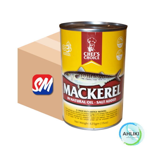 Chefs Choice Mackerel Natural Oil 8PACK x 425g (Yellow Label Premium Mackerel) [SOLD OUT] "PICKUP FROM AH LIKI WHOLESALE"