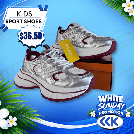 Kids Sport Shoes (White & Red) "PICKUP AT CCK CLOTHING STORE SALEUFI, VAITELE or SALELOLOGA"