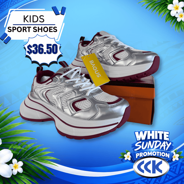 Kids Sport Shoes (White & Red) "PICKUP AT CCK CLOTHING STORE SALEUFI, VAITELE or SALELOLOGA"