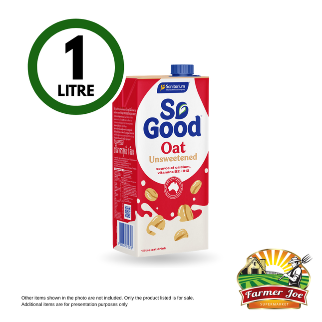 So Good Oat Unsweetened 1Ltr ''PICKUP FROM FARMER JOE SUPERMARKET VAITELE ONLY"