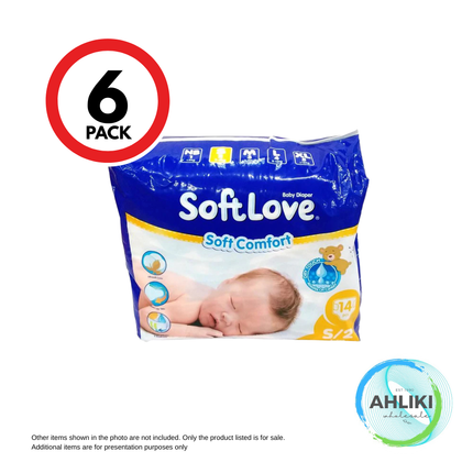 Softlove Diaper Nappies Small 14's x 6PACK "PICKUP FROM AH LIKI WHOLESALE"