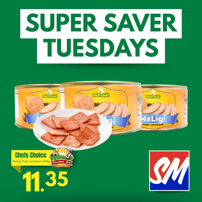 SUPER SAVER TUESDAYS! Chefs Choice Maligi Pork Luncheon 340g / 3 PACK "PICKUP FROM FARMER JOE SUPERMARKET VAITELE ONLY"