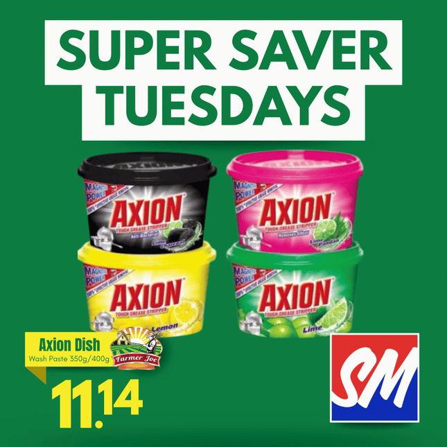 SUPER SAVER TUESDAYS! Axion Dish Wash Paste 350g/400g Assorted / 4 PACK "PICKUP FROM FARMER JOE SUPERMARKET VAITELE ONLY"