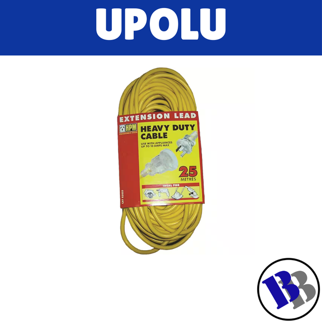 Extension Cord Heavy Duty 25m 10A Yellow HPM - "PICK UP AT BLUEBIRD LUMBER  HARDWARE UPOLU ONLY"