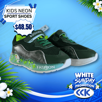 Kids Sport Shoes (MOG Fashion Green Neon) "PICKUP AT CCK CLOTHING STORE SALEUFI, VAITELE or SALELOLOGA"