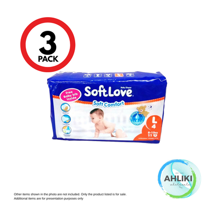 Softlove S/Comfort Diaper Nappies Large 33pcs x 3PACK "PICKUP FROM AH LIKI WHOLESALE"