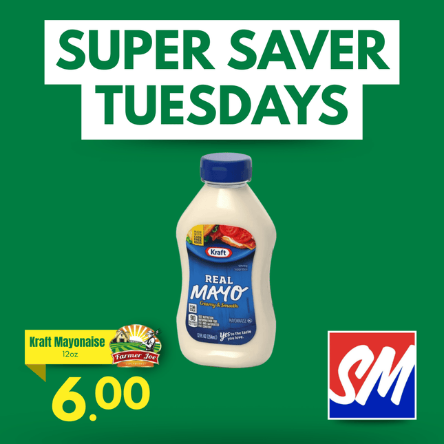 SUPER SAVER TUESDAYS! Kraft Mayonaise 12oz "PICKUP FROM FARMER JOE SUPERMARKET VAITELE ONLY"