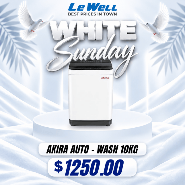 Akira Washer Auto 10kg (PICK UP FROM LE WELL COMPANY SAVALALO ONLY)