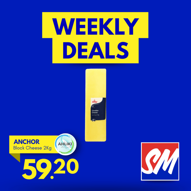 WEDNESDAY WEEKLY DEALS! Anchor Block Cheddar Cheese 2kg x 1 Each "PICKUP FROM AH LIKI WHOLESALE"