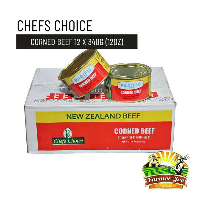 Chefs Choice Corned Beef 12 x 340g (12oz) "PICKUP FROM FARMER JOE SUPERMARKET VAITELE ONLY"