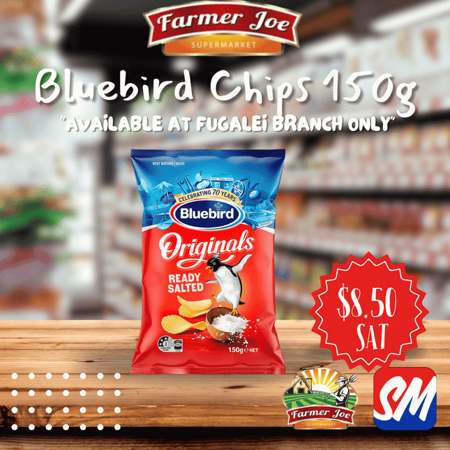 Bluebird Potato Chips Assorted 150g  "PICK UP FROM FARMER JOE SUPERMARKET FUGALEI ONLY"