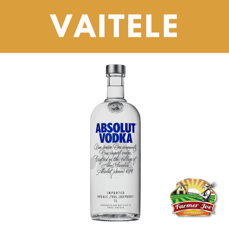 Absolut Vodka Original 1ltr "PICKUP FROM FARMER JOE SUPERMARKET VAITELE ONLY"