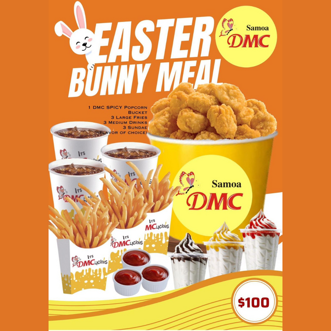 Easter Bunny Meal (Popcorn Chicken) "PICKUP FROM DMC VAILOA, MOTOOTUA OR FUGALEI"
