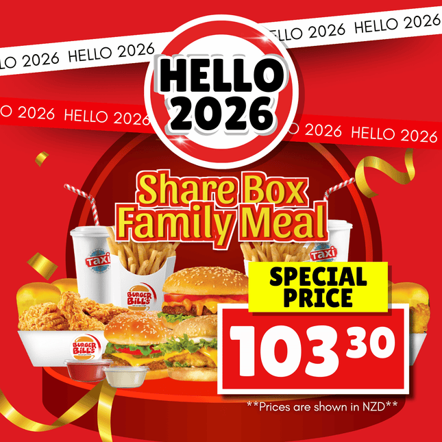 HELLO 2026! Family Share Box "PICKUP FROM BURGER BILLS VAITELE ONLY"