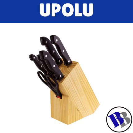 Living & Co Knife Set 7pc Wooden Block - "PICK UP AT BLUEBIRD LUMBER  HARDWARE UPOLU ONLY"