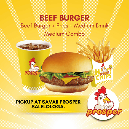 Beef Burger MEDIUM COMBO "PICKUP FROM PROSPER SAVAII, SALELOLOGA"