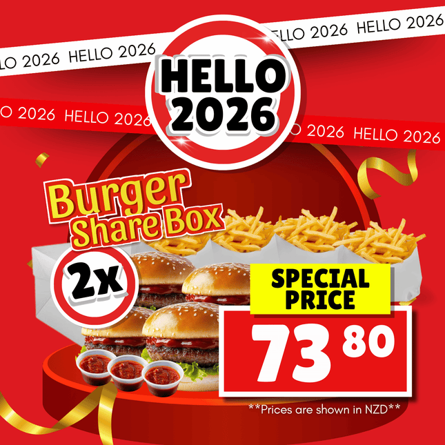 HELLO 2026! 2 x Burger Share Box "PICK UP FROM TBS, SALEUFI"