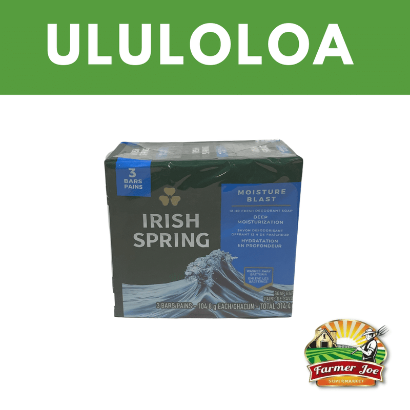 Irish Spring Soap 3Pack 104.8g "PICKUP FROM FARMER JOE SUPERMARKET ULULOLOA ONLY"