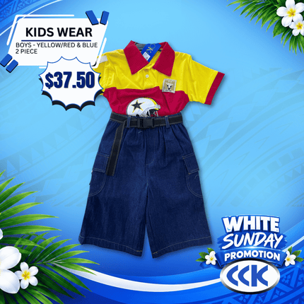 Kids Wear (Boys - Yellow/Red & Blue) "PICKUP AT CCK CLOTHING STORE SALEUFI, VAITELE or SALELOLOGA"