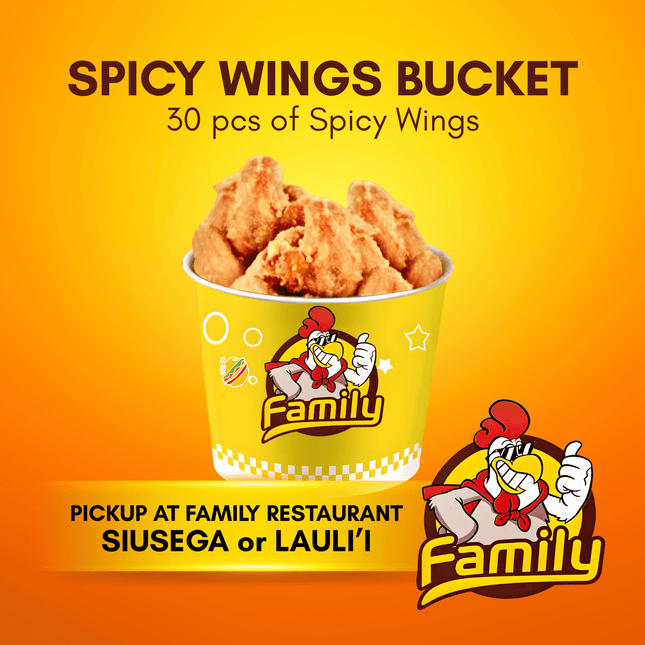 Spicy Wings Bucket (PICK UP FROM FAMILY RESTAURANT SIUSEGA OR LAULI'I ONLY)