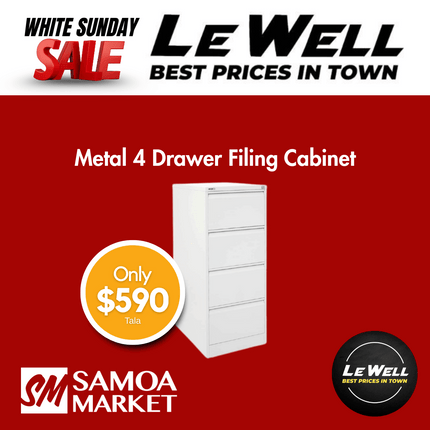 Metal 4 Drawer Filing Cabinet (PICK UP FROM LE WELL COMPANY SAVALALO ONLY)