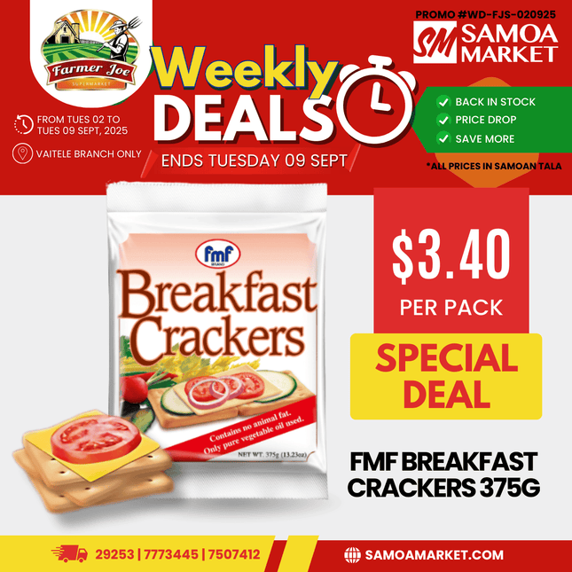 FMF Breakfast Crackers 375g "PICKUP FROM FARMER JOE SUPERMARKET UPOLU ONLY"
