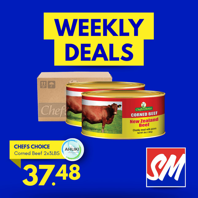 Chefs Choice Corned Beef 2 Apa Pisupo x 3lbs (1.36KG) "PICKUP FROM AH LIKI WHOLESALE"