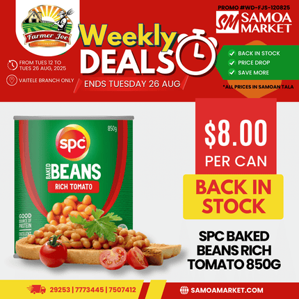 SPC Baked Beans Rich Tomato 850G "PICKUP FROM FARMER JOE SUPERMARKET UPOLU ONLY"