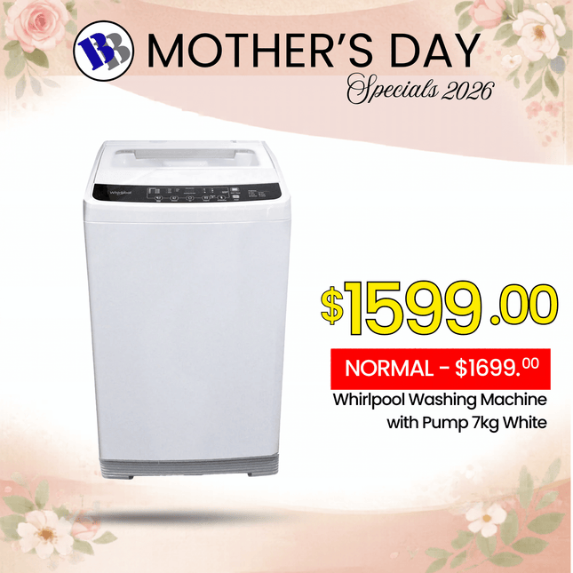 (MOTHERS DAY SPECIAL) Whirlpool Washing Machine with Pump White 7kg - "PICKUP FROM BLUEBIRD LUMBER & HARDWARE VAITELE ONLY"