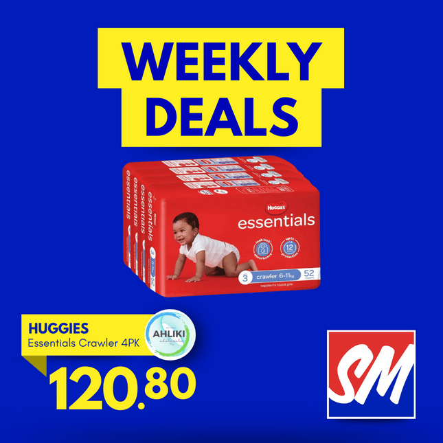 WEDNESDAY WEEKLY DEALS! Huggies Crawler Essential Size 3 52 4PACK (21034) "PICKUP FROM AH LIKI WHOLESALE"