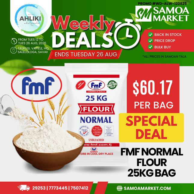 FMF Normal Flour Taga Falaoa Mata 25Kg "PICKUP FROM AH LIKI WHOLESALE"