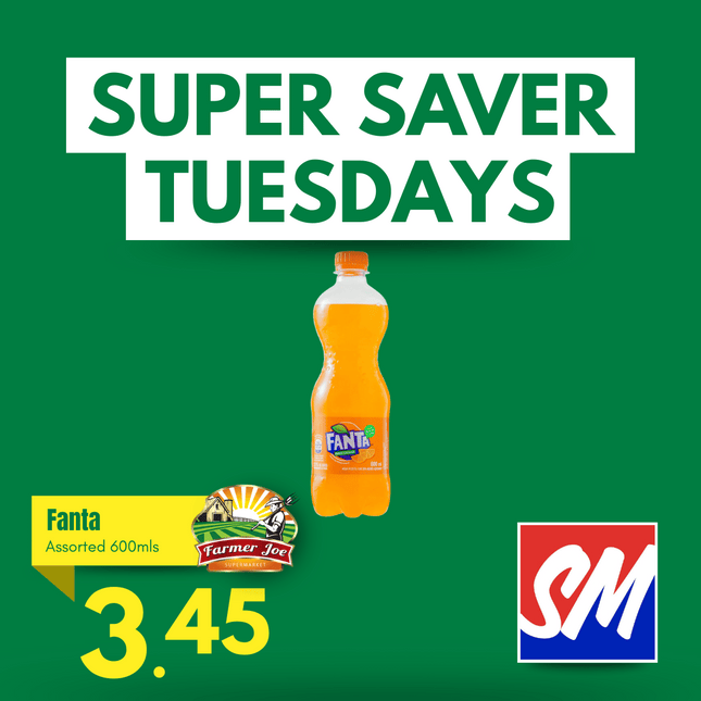 SUPER SAVER TUESDAYS! Fanta Bottle Assorted 600ml "PICKUP FROM FARMER JOE SUPERMARKET VAITELE ONLY"