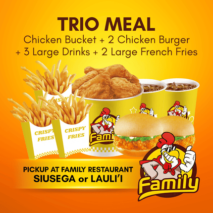 Trio Meal (PICK UP FROM FAMILY RESTAURANT SIUSEGA OR LAULI'I ONLY)