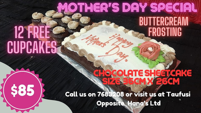 MOTHERS DAY SPECIALS 13" Chocolate Cake + 12 Cupcakes - Pickup from Terri's Cakes, Taufusi [24 hours notice required]