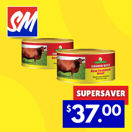 SUPERSAVER! Chefs Choice Corned Beef 2 Apa Pisupo x 3lbs (1.36KG) "PICKUP FROM AH LIKI WHOLESALE"