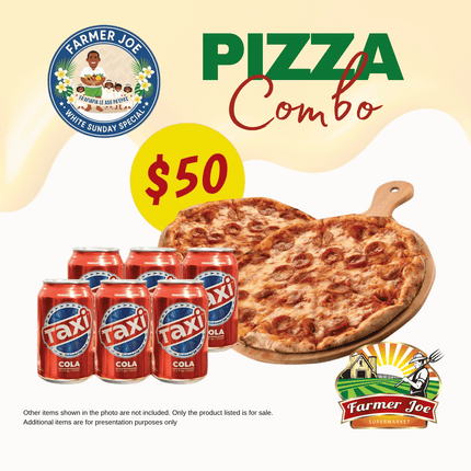 BUY ANY XL PIZZA & GET FREE 6PCK TAXI CANS! White Sunday Special "PICKUP FROM FARMER JOE SUPERMARKET VAITELE ONLY"