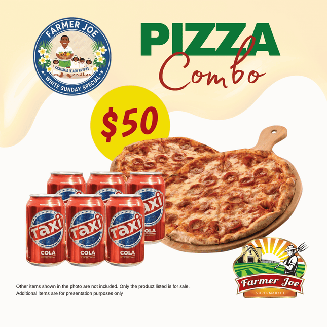 BUY ANY XL PIZZA & GET FREE 6PCK TAXI CANS! White Sunday Special "PICKUP FROM FARMER JOE SUPERMARKET VAITELE ONLY"