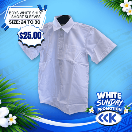 White Shirt Short Sleeves(Size 24 to 30)"PICKUP AT CCK CLOTHING STORE SALEUFI, VAITELE or SALELOLOGA"