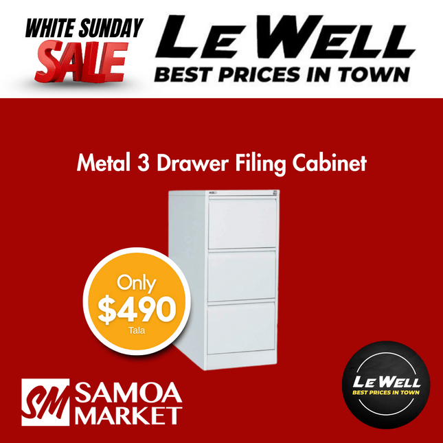 Metal 3 Drawer Filing Cabinet (PICK UP FROM LE WELL COMPANY SAVALALO ONLY)