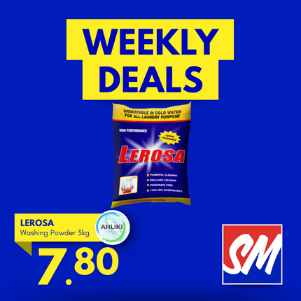 WEDNESDAY WEEKLY DEALS! Lerosa Washing Powder Large 3kg Large Bag "PICKUP FROM AH LIKI WHOLESALE"