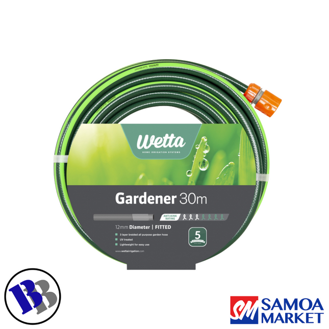 Garden Hose FITTED 1/2"X30m - WETTA "PICKUP FROM BLUEBIRD LUMBER & HARDWARE"