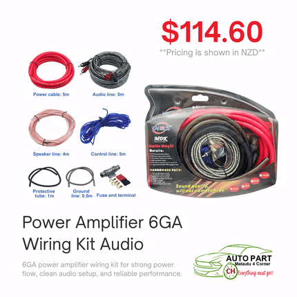 Power Amplifier 6GA Wiring Kit Audio "PICKUP FROM AUTO PARTS, MATAUTU"
